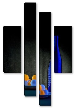 Модульная картина Натюрморт с синей бутылкой