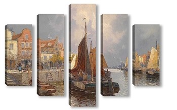 Модульная картина Голландский вид на гавань