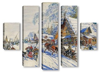  Русская деревня под снегом