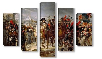 Модульная картина Наполеон ведет армию через мост Лех близ Аугсбурга