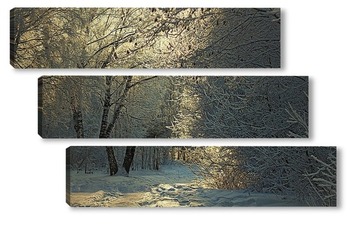 Модульная картина Зимний, лесной пейзаж