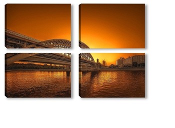Модульная картина Железнодорожный мост в Москве
