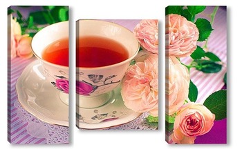 Модульная картина розовое чаепитие