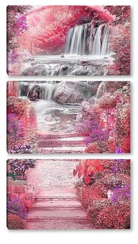 Модульная картина Сад с водопадом