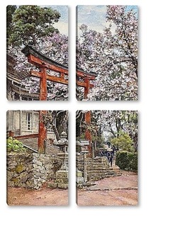 Модульная картина Сакура,храм Ёсино, Япония 
