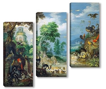 Модульная картина Пейзаж с птицами