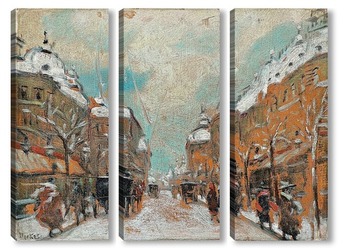 Модульная картина Зимняя уличная сцена