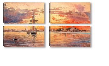 Модульная картина Закат над морем у Стокгольма