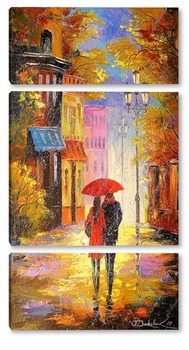 Модульная картина В городе дождь для двоих