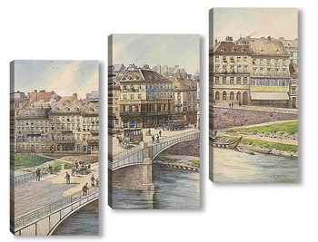Модульная картина Вид на канал Дунай