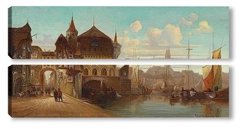 Модульная картина Портовый город 1880