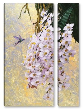 Модульная картина Колибри и орхидеи