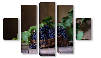 Модульная картина Натюрморт с черным виноградом