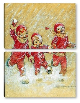 Модульная картина Дети, играющие в снегу