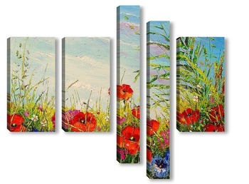 Модульная картина Лето,поле,цветы