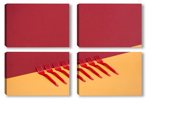 Модульная картина Очень простой натюрморт с красными вилками