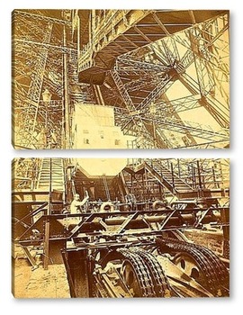 Модульная картина Подъёмный механизм, Эйфелева башня 