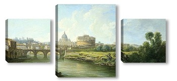 Модульная картина Вид замка Сант-Анджело в Риме