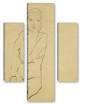  Сидящая голая обнаженная, без головы, 1918