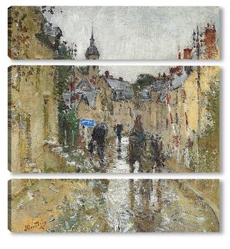 Модульная картина Деревня под дождем