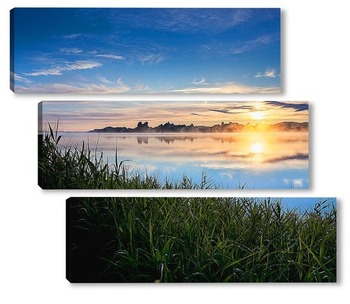 Модульная картина Рассвет на Колыванском озере