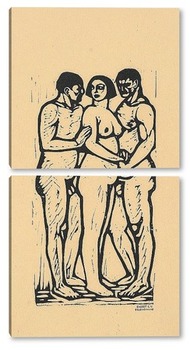 Модульная картина Женщина между двумя мужчинами