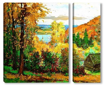 Модульная картина Полыхает осень разноцветьем красок