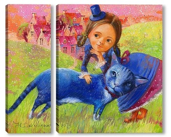 Модульная картина Синий кот или Чудеса вокруг нас