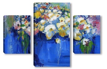 Модульная картина Букет цветов в синей вазе