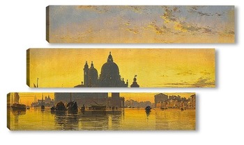 Модульная картина Венеция, закат позади церкви Санта-Мария-делла-Салюте