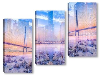 Модульная картина мост через реку Янцзы в городе Нанкин