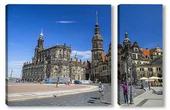 Модульная картина Собор и Дрезденский замок. Вид со стороны Дрезденской картинной галереи.