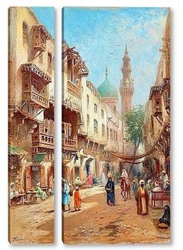 Модульная картина Уличная сцена в Каире.