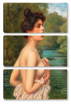 Модульная картина Женщина обнаженная у реки