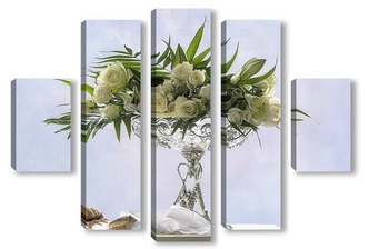 Модульная картина Натюрморт с букетом белых цветов