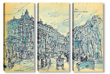Модульная картина Бульвар Капуцинов в Париже