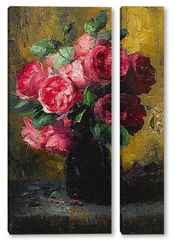 Модульная картина Розовые розы в вазе