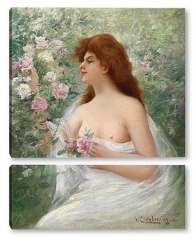 Модульная картина Молодая женщина и розы