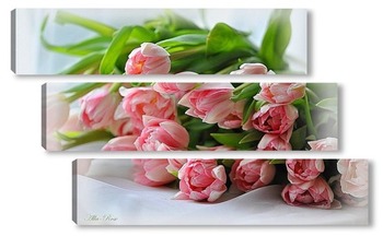 Модульная картина Букетик розовых тюльпанов