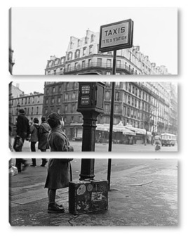 Модульная картина Французский мальчишка на остановке такси.