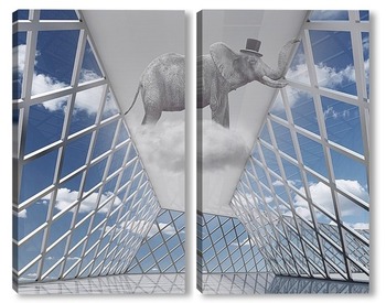 Модульная картина Слон на облаке