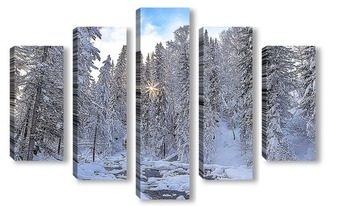 Модульная картина Зимнее утро в лесу