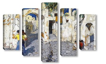 Модульная картина Сцена на итальянской улице. 1913