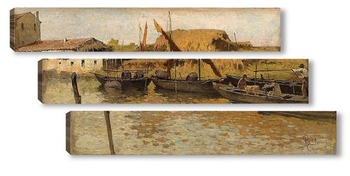 Модульная картина Лодки на канале