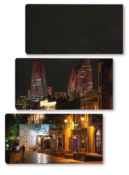 Модульная картина Баку. Flame towers ночью
