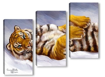 Модульная картина Зимние радости. тигр