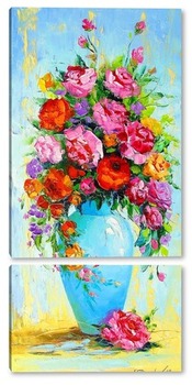 Модульная картина Букет роз в вазе