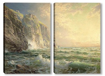 Модульная картина Скалистый утёс с бурным морем Корнуолл