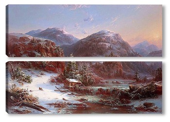 Модульная картина Зима в горах (Зима в горах Адирондак), 1853