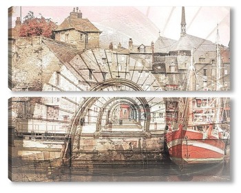 Модульная картина Причал старого городка